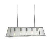 Lampadario Contemporaneo Viaggiatore Acciaio Cromo Vetro Trasparente 5 Luci E27