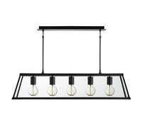 Lampadario Contemporaneo Viaggiatore Acciaio Nero Vetro 5 Luci E27 [EEK: A++]