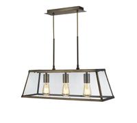 Lampadario Contemporaneo Viaggiatore Acciaio Ottone Vetro 3 Luci E27