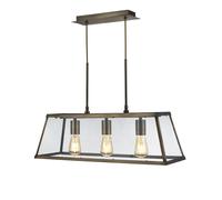 Lampadario Contemporaneo Viaggiatore Acciaio Ottone Vetro 3 Luci E27 [EEK: A++]