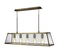 Lampadario Contemporaneo Viaggiatore Acciaio Ottone Vetro Trasparente 5 Luci E27