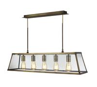 Lampadario Contemporaneo Viaggiatore Acciaio Ottone Vetro Trasparente 5 Luci E27 [EEK: A++]