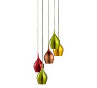 Lampadario Contemporaneo Vibrante Acciaio Cromo Vetro 5 Luci E14