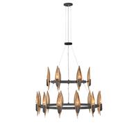 Lampadario Contemporaneo Willow Acciaio Nero Carbone Oro Deluxe Oro 18 Luci E14