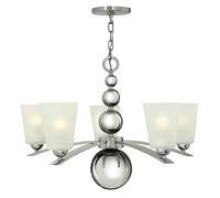 Lampadario Contemporaneo Zelda Acciaio Nichel Lucido Vetro 5 Luci E27