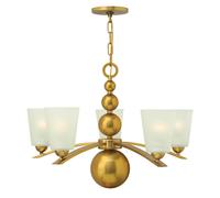 Lampadario Contemporaneo Zelda Acciaio Ottone Vintage Vetro 5 Luci E27