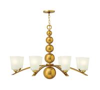 Lampadario Contemporaneo Zelda Acciaio Ottone Vintage Vetro 8 Luci E27