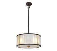 Lampadario Corona Acciaio Bronzo E Vetro Ottone Antico 3 Luci E27