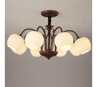 Lampadario country semplice retrò E27, lampada da soffitto in vetro americano a 5 teste, luce per camera da letto, per camera da letto principale e soggiorno, apparecchio di illuminazione per sala da