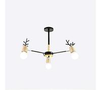 Lampadario Creativo In Ferro Con Corna, Lampadario Moderno Con Molecola Di Fagiolo Magico, Lampadario In Legno Minimalista, Per Camera Da Letto, Sala Da Pranzo, Illuminazione Soggiorno-Nero. 3 teste