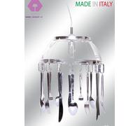 LAMPADARIO A SOSPENSIONE MAYA CROMO 1 LUCE ATTACCO E27 10X10X100CM IN ACCIAIO CON DECORI