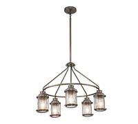Elstead Lighting Lampadario a sospensione Ashland Bay 5 luci E27 IP44 Vetro chiaro Ottone Bronzo