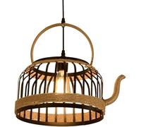 Lampadario da interno, lampadario retrò, lampada a sospensione creativa a forma di teiera in corda di canapa, lampada a sospensione in ferro battuto personalizzata, plafoniera, lampada da decorazione