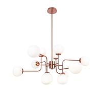 Lampadario Da Pranzo Moderno In Metallo Vetro Ottone Bianco E14