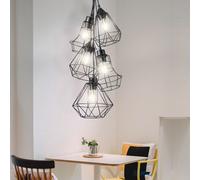 Lampadario Da Pranzo Soffitto 5 Fiamme E27 Nero Opaco Griglia [EEK: Non valutato]
