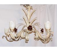 Lampadario da soffitta personalizzato vintage con fiori foglie e vetro art.13