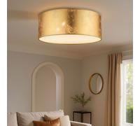 Plafoniera Luci Soggiorno Schirmleuchte Tessuto Oro Plafoniera 3-Flammig [EEK: Non valutato]