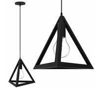 LAMPADARIO DA SOFFITTO A SOSPENSIONE FORMA TRIANGOLO 3D PORTA LAMPADINA E27 NERO [EEK: A]