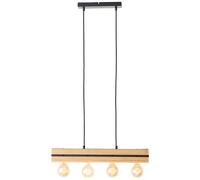 Lampadario Da Soffitto Benny Nero/Bambù Max. 4 X 40W E27 Luce Regolabile