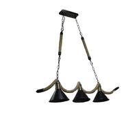 Lampadario da soffitto corda in canapa vintage rustico lampada 3 attacchi E27