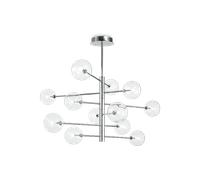Lampada a sospensione IDEAL LUX Equinoxe, cromata/trasparente, a 12 luci IDEAL LUX