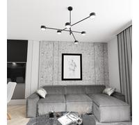 Emibig Natsu lampada da soffitto 6x10 W nero 1444/6