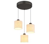 Lampadario Da Soffitto LED Nero Cromo In Lino Crema H 180 Cm [EEK: E]
