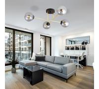 Lampadario da Soffitto MAGNUM 4 in Acciaio e Vetro 4xE14