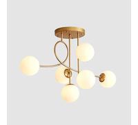 Lampadario da soffitto moderno E27 - 6 luci Vinta Metal nt con lampada a sfera perfetta per camera da letto, soggiorno, cucina e loft, diametro 90 cm (d e bianco)