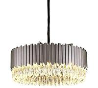 Lampadario da soffitto moderno grande lampadario in cristallo, metallo nero E14 semi-incasso plafoniere rotonde con paralume in cristallo prisma compatibile con cucina soggiorno-40 cm decorazione
