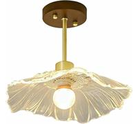 Lampadario da Soffitto Moderno Nordico E27,Dario Semi-Incassato con Vetro e Legno, Elegantedario Vicino Al Soffitto per Soggiorno, Camera da Letto, Corridoio, Studio (22X22 Cm)/28 * 22 cm