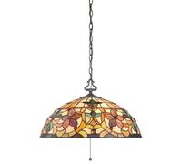 Lampadario Da Soffitto Pendente Tiffany In Vetro Metallo D 50,8 Cm Bronzo [EEK: Non valutato]