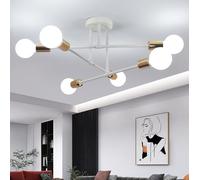 Lampadario da Soffitto, Plafonier Moderna a 6-Luci, Lampadari Camera da Letto Bianco e Oro in Metallo E27 per Soggiorno Sala da Pranzo Cucina, 52CM (lampadine non incluse)