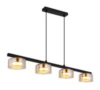 Lampadario Da Tavolo Pendente LED In Vetro Ambra Oro 4 Fiamme L 90 Cm [EEK: Inaditato]