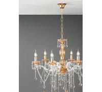 LAMPADARIO DAMASCO 12 LUCI AMBRA E ORO ATTACCO E14 D.90CM