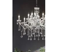 LAMPADARIO DAMASCO 16 LUCI CRISTALLO E CROMO ATTACCO E14 D.95CM
