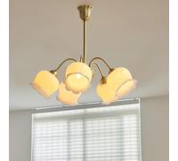 Lampadario Decorativo Creativo con Fiori, Nuovo, per Camera da Letto di Una Ragazza, in Rame Antico, Bianco Latte, soffitto Nordico, Petali, Lampada a Sospensione Vintage in Oro per Ingresso