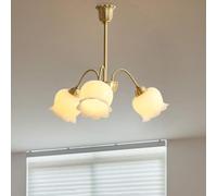 Lampadario Decorativo Creativo con Fiori, Nuovo, per Camera da Letto di Una Ragazza, in Rame Antico, Bianco Latte, soffitto Nordico, Petali, Lampada a Sospensione Vintage in Oro per Ingresso