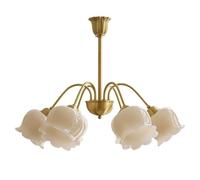 Lampadario Decorativo Creativo con Fiori, Nuovo, per Camera da Letto di Una Ragazza, in Rame Antico, Bianco Latte, soffitto, Petali nordici, Lampada a Sospensione Vintage in Oro per Ingresso
