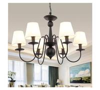 Lampadario di Campagna Nera con lampadario in Ferro battuto Americano al Paralume lampadario da Letto per la Camera da Letto, lampade