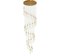 Lampadario di cristallo a 36 luci Goccia di pioggia a spirale Lampade a sospensione a soffitto alto Apparecchio Lampadario lungo a cupola in vetro dorato con semi, luce led soffitto