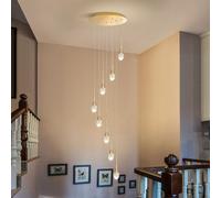 Lampadario di Cristallo a Goccia per soffitti Alti, 8/10/12/15/18 luci per Scale con Telecomando dimmerabile, Lampada a Sospensione Lunga ad Altezza Regolabile, lampadario Moderno per Scale