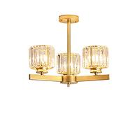 Lampadario di Cristallo E27, Lampada da soffitto Moderna di Lusso a 3 luci per Soggiorno, Camera da Letto, Sala da Pranzo, Stile Europeo, Ferro battuto, Elegante Finitura Dorata, Design Post