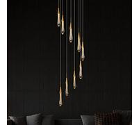 Lampadario di cristallo moderno a 9 luci dimmerabile LED Plafoniera in oro Lampade a sospensione a bolle di cristallo Soggiorno Hall Lampadari per scale da 45 W