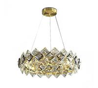 Lampadario di cristallo moderno Nordic Light Luxury Round Gold LED Lampada da soffitto a sospensione, 6 lampade a sospensione per soggiorno, isola cucina, camera da letto, D 23,64 pollici Made in