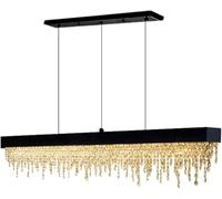 Lampadario di Cristallo Moderno per l'isola della Cucina | Lumo per la Sala da Pranzo a LED di Lusso | Lampada per Decorazioni per la casa per Interni Oro/Nero (Calda 3000K, 1-L150XW12XH25cm)