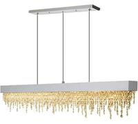 Lampadario di Cristallo Moderno per l'isola della Cucina | Lumo per la Sala da Pranzo a LED di Lusso | Lampada per Decorazioni per la casa per Interni Oro/Nero (Calda 3000K, 1-L150XW12XH25cm)