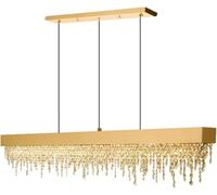 Lampadario di Cristallo Moderno per l'isola della Cucina | Lumo per la Sala da Pranzo a LED di Lusso | Lampada per Decorazioni per la casa per Interni Oro/Nero (Calda 3000K, 1-L150XW12XH25cm)