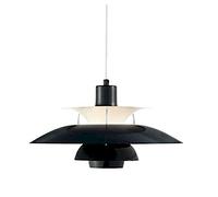 Lampadario di Design Nordico per Ristorante, Bar e caffetteria, lampadario a Testa Singola Multistrato in Alluminio Nero da 50 cm, Stile Semplice con Pulsante, Ideale per Camera da Letto e c