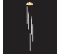 Lampadario d'ingresso Grande in Oro per atrio, Scale, soffitti Alti, Lampada a Sospensione lineare a Tubo Lungo, Moderno Nero, LED, Soggiorno, Tavolo da Pranzo, corridoio